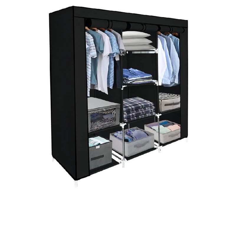 SKY - Closet Ropero Armable 3 Puertas Organizador Portatil Color Color Negro
