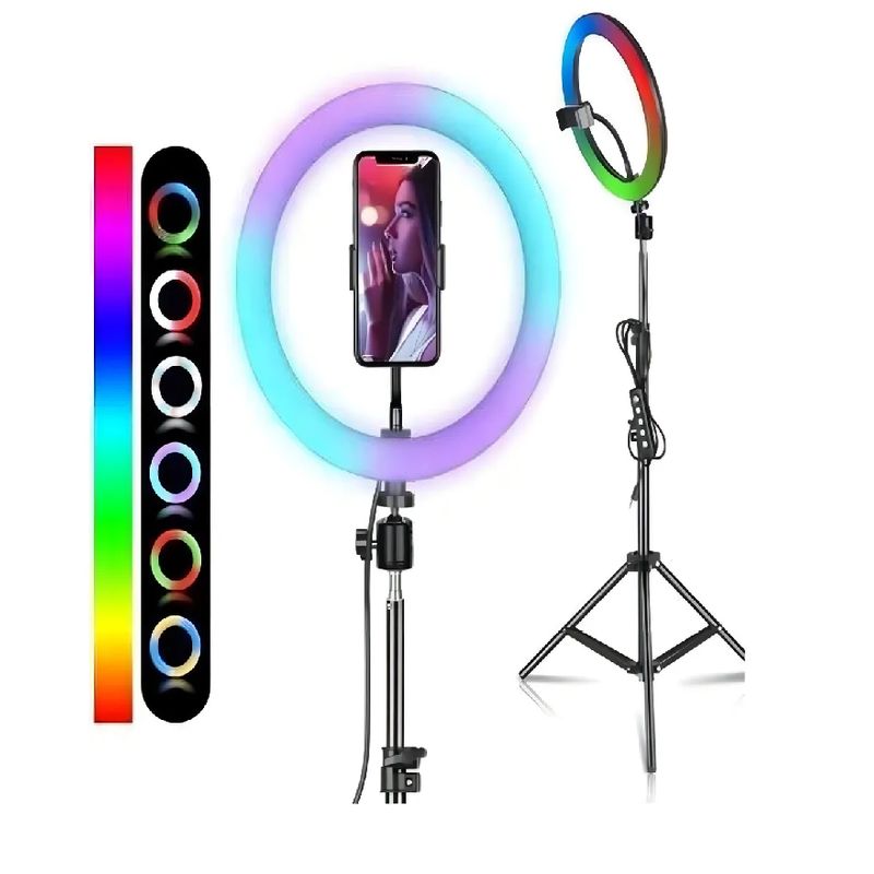SKY - Aro De Luz Rgb Led Flash 33 Cm Fotografía Selfie + Trípode