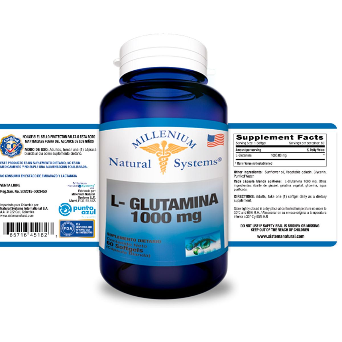 NATURAL SYSTEM - SUPLEMENTO L- GLUTAMINA  X 60 SOFTGLES.