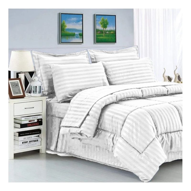 GENERICO - Plumon Edredon Cubrelecho Cama Sencilla + 2 Fundas Almohada Blanco