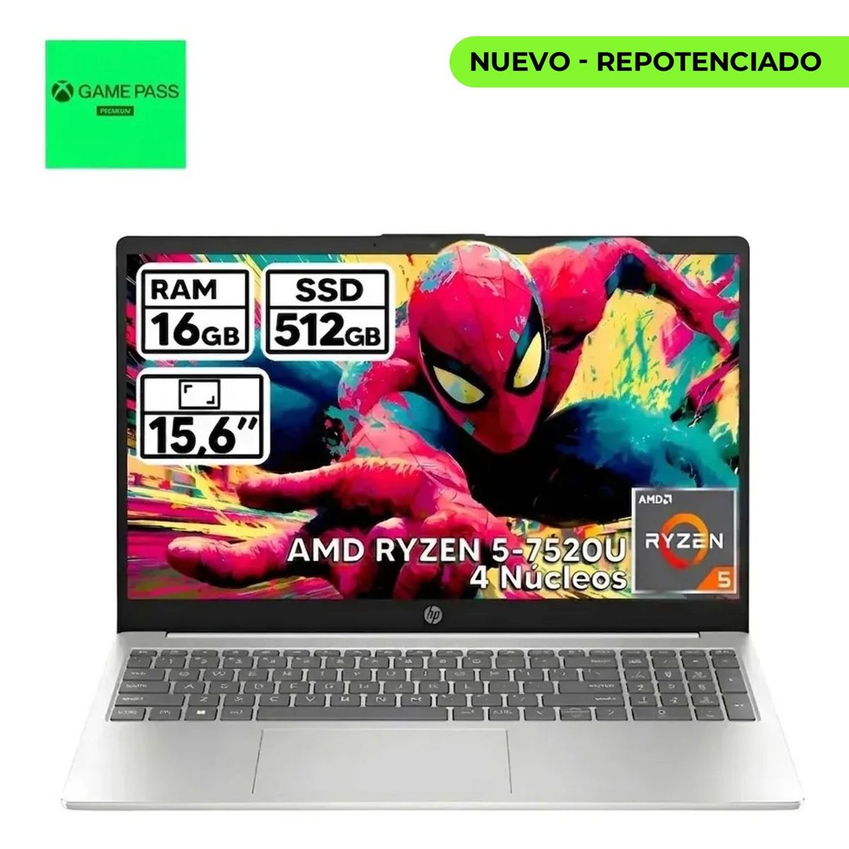 HP - PORTÁTIL HP RYZEN 5 7520U 16GB RAM 512GB SSD 15.6" HD LED + GAME PASS