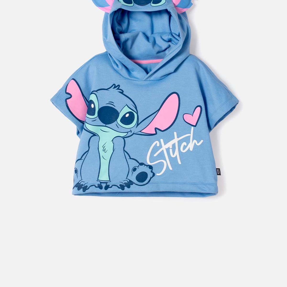 DISNEY - Camiseta de Stitch con capucha azul para niña
