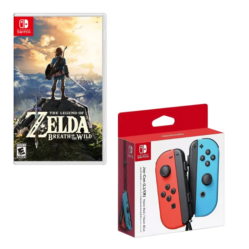 NINTENDO SWITCH - Control Nintendo Switch Joy-con Neon Con Juego The Legend Of Zelda Breath Of The Wild