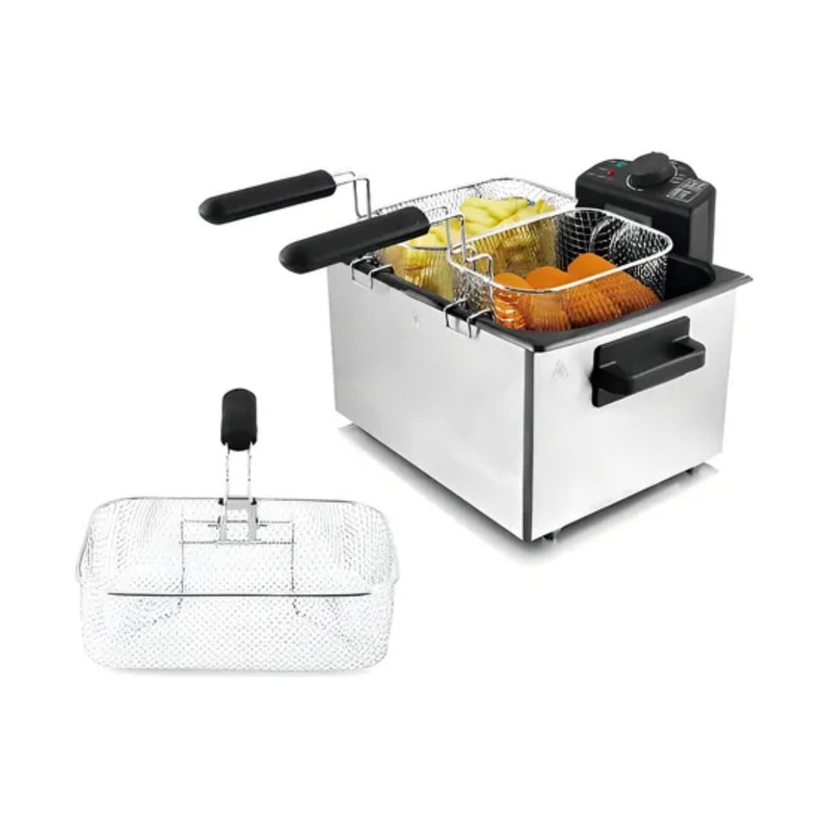 SOKANY - Freidora De Aceite Eléctrica 2 Cestas En Acero Sokany