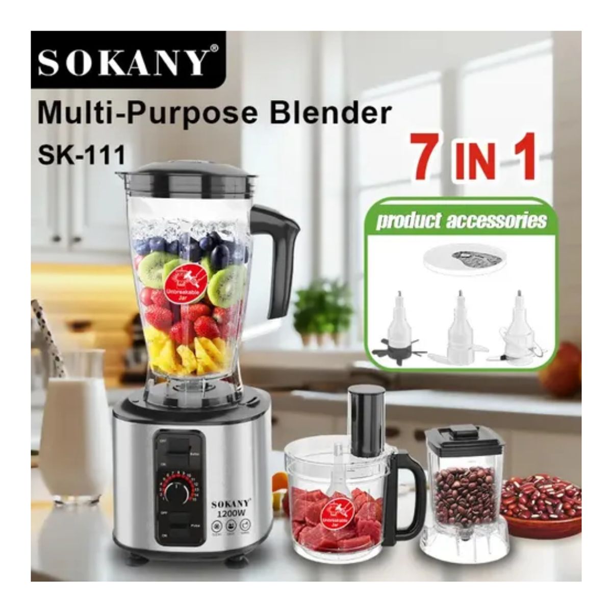 SOKANY - Licuadora Picadora 7 en 1 Multiuso Sokany
