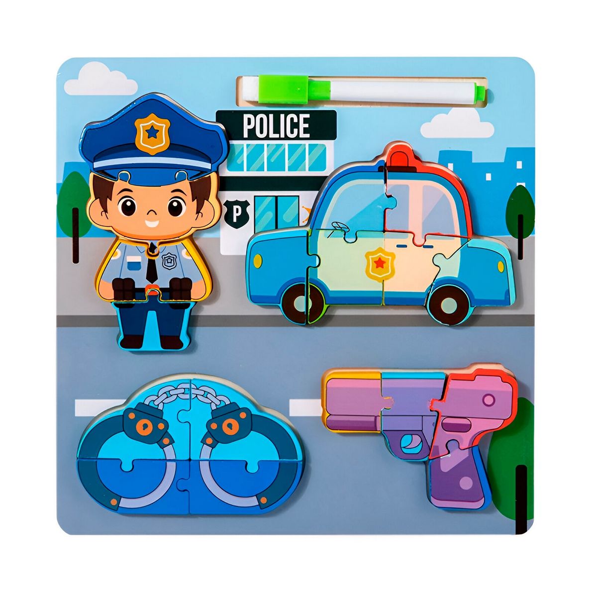 GENERICO - Rompecabezas Profesion Oficio Aprende Con Tablero +marcador