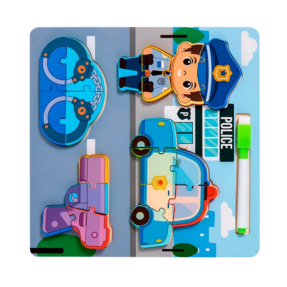 GENERICO - Rompecabezas Profesion Oficio Aprende Con Tablero +marcador