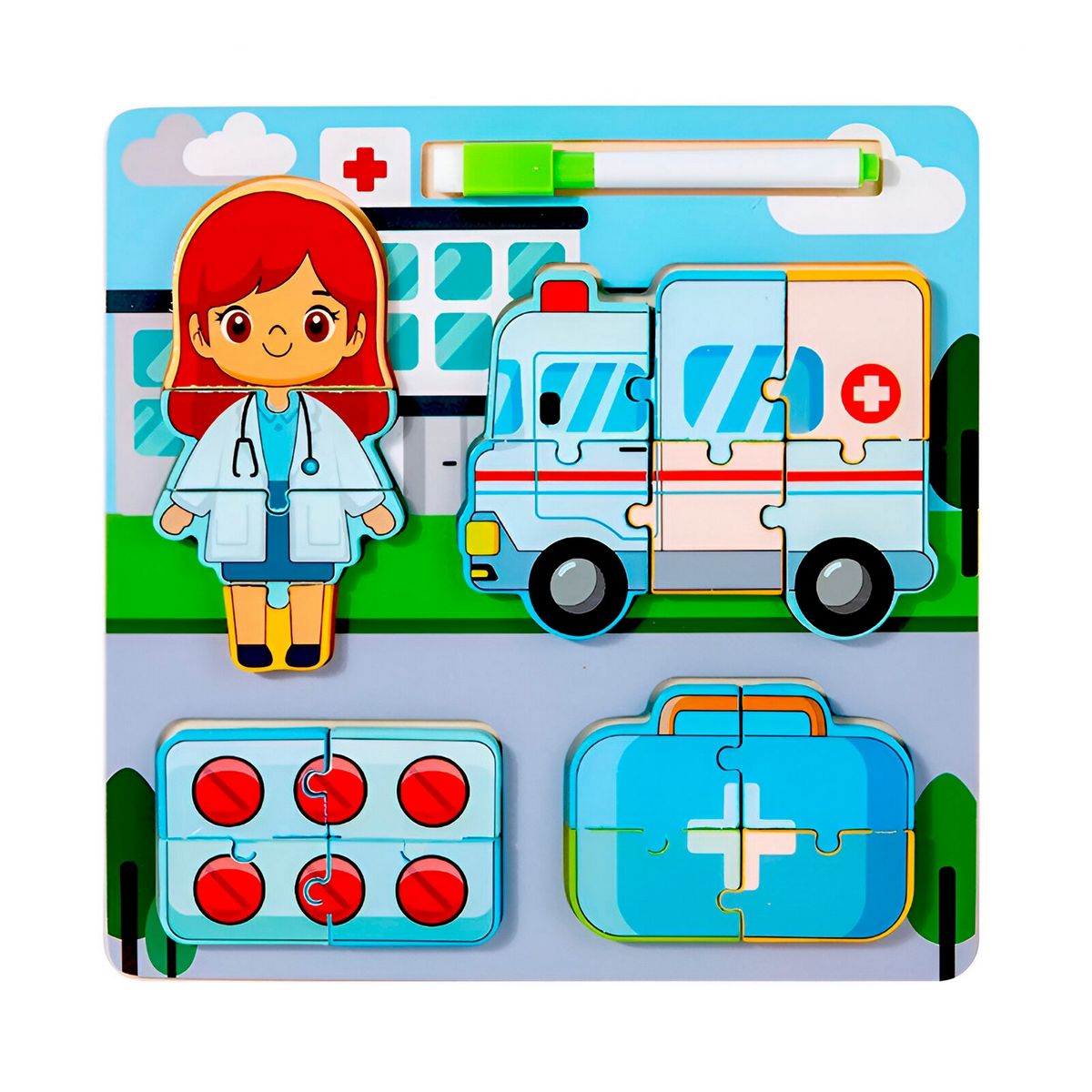 GENERICO - Rompecabezas Profesion Oficio Aprende Con Tablero +marcador