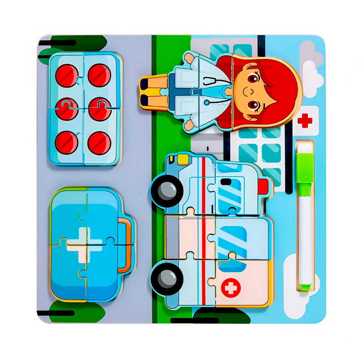 GENERICO - Rompecabezas Profesion Oficio Aprende Con Tablero +marcador