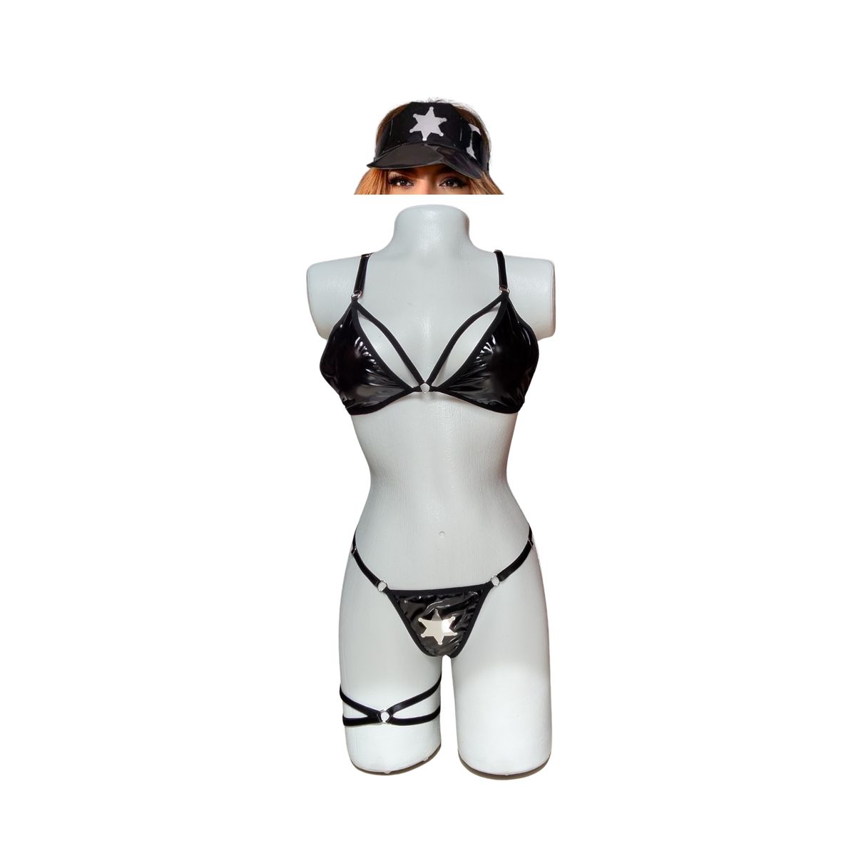 PROVOCAME - Disfraz Policia Lenceria Erotica Tanga Hilo 4 Piezas