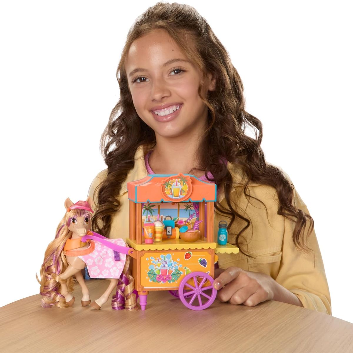 JAKKS PACIFIC - Juguete Caballo Pony Wild Manes Baileys Surf & Snacks Con Carrito y Accesorios