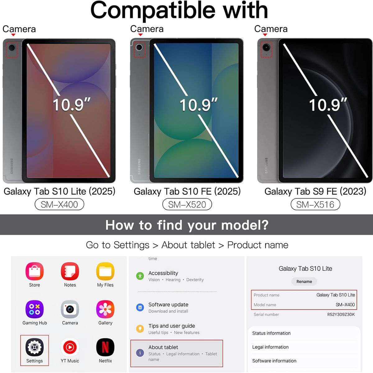 GENERICO - Forro Smart Case Para Samsung Tab S10 lite Con Espacio Para Lápiz
