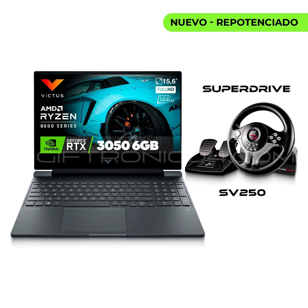 HP - Portátil Gamer Victus HP AMD Ryzen 5-8645HS  16GB Ram 512GB SSD  RTX 3050 6GB Incluye Volante + Pedales