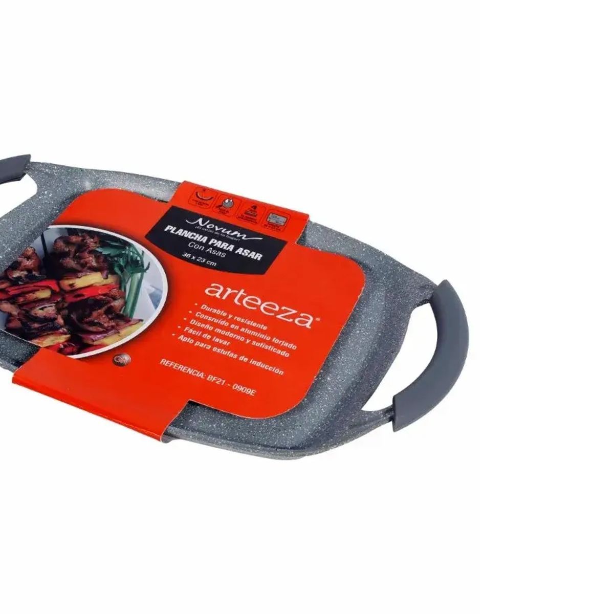 NOVUM - Plancha Para Asar Con Asas Piedra Volcanica Novum Gris