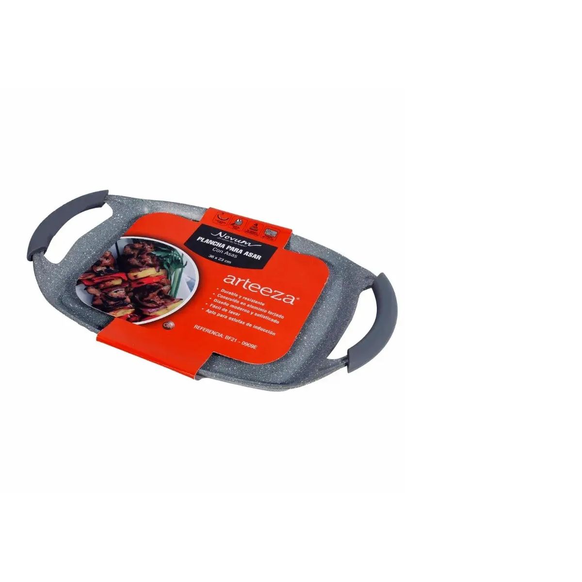 NOVUM - Plancha Para Asar Con Asas Piedra Volcanica Novum Gris