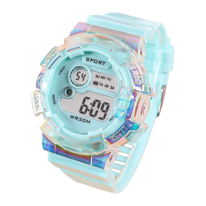 GENERICO - RELOJ VERDE TORNASOL REDONDO DIGITAL DEPORTIVO PARA MUJER + CAJA