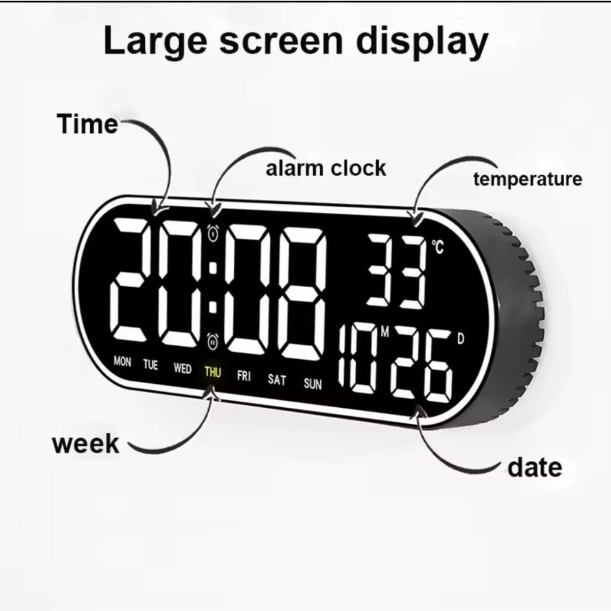 GENERICO - Reloj Inteligente Digital De Pared Grande Luz Led Control Remoto Verde