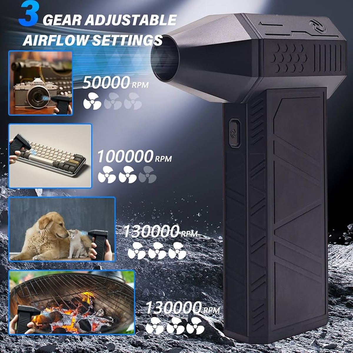 GENERICO - Soplador De Aire Ventilador Portátil Y Recargable 6 En 1