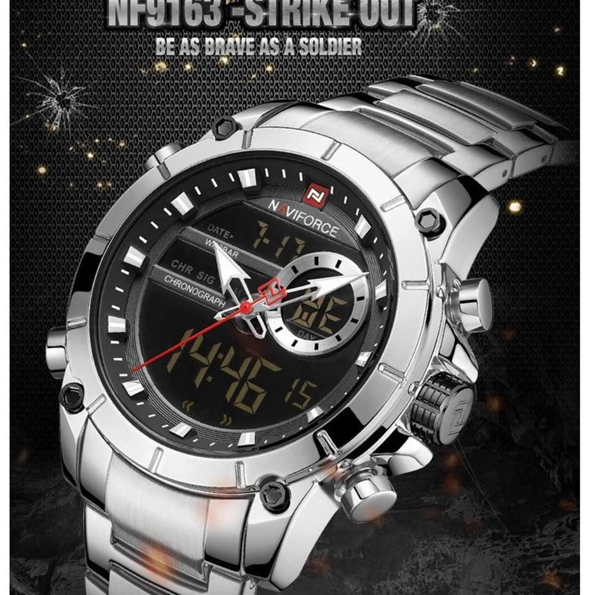 NAVIFORCE - Reloj Hombre deportivo Naviforce Original Modelo NF9163SSB