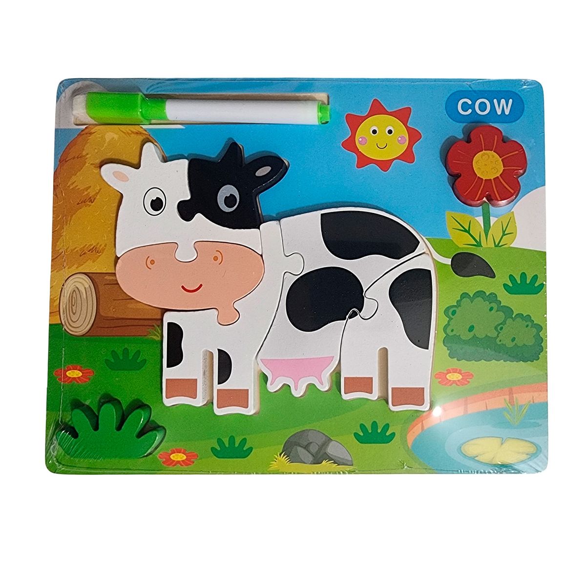 GENERICO - Rompecabezas Didactico Con Tablero Figuras + Marcador