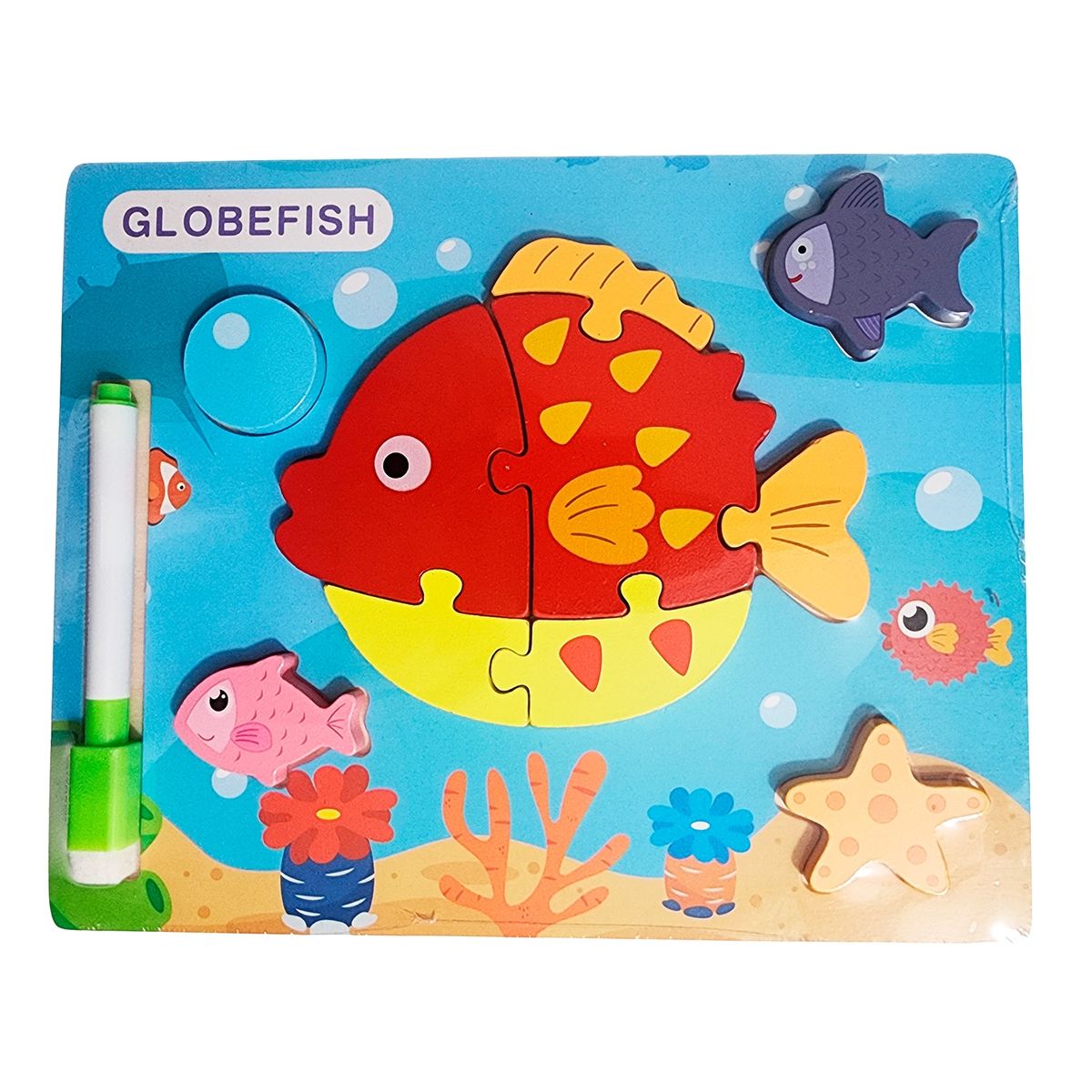 GENERICO - Rompecabezas Didactico Con Tablero Figuras + Marcador