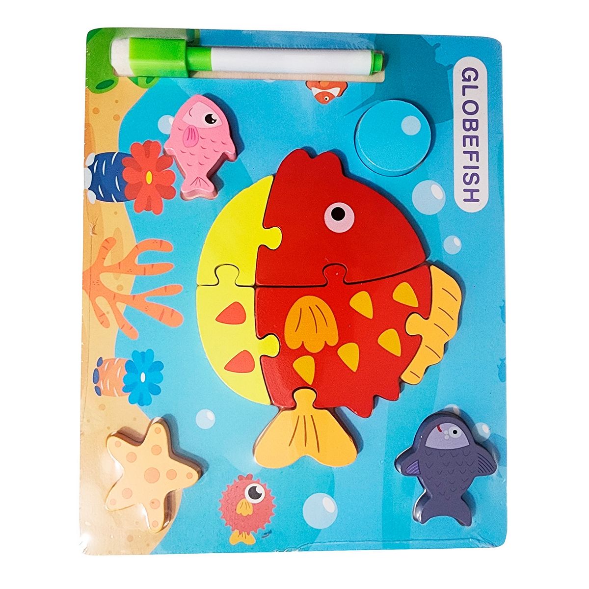 GENERICO - Rompecabezas Didactico Con Tablero Figuras + Marcador