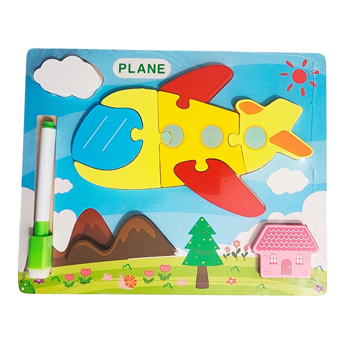 GENERICO - Rompecabezas Didactico Con Tablero Figuras + Marcador