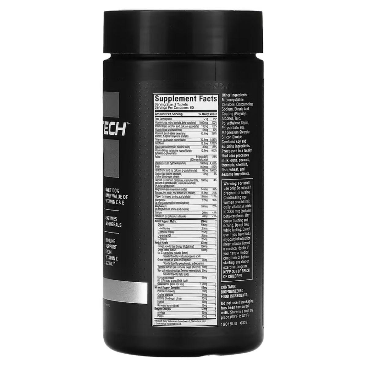 MUSCLETECH - Multivitaminico Platinum Muscletech 180 tabletas