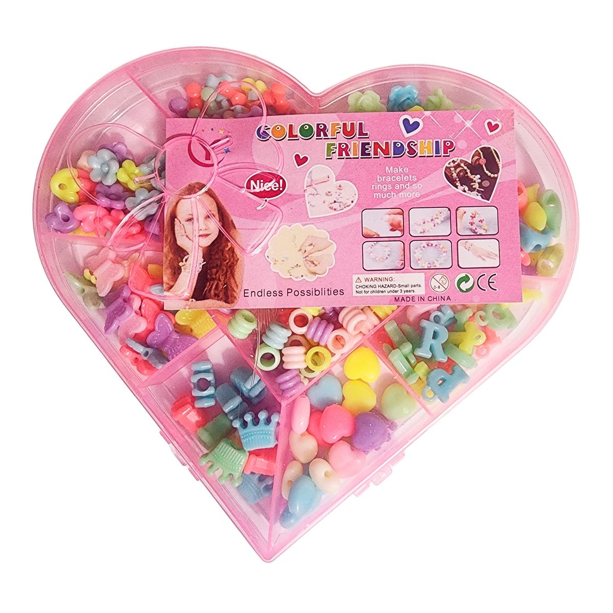 GENERICO - Set Kit Para Hacer Pulseras Pedreria + Estuche Corazon