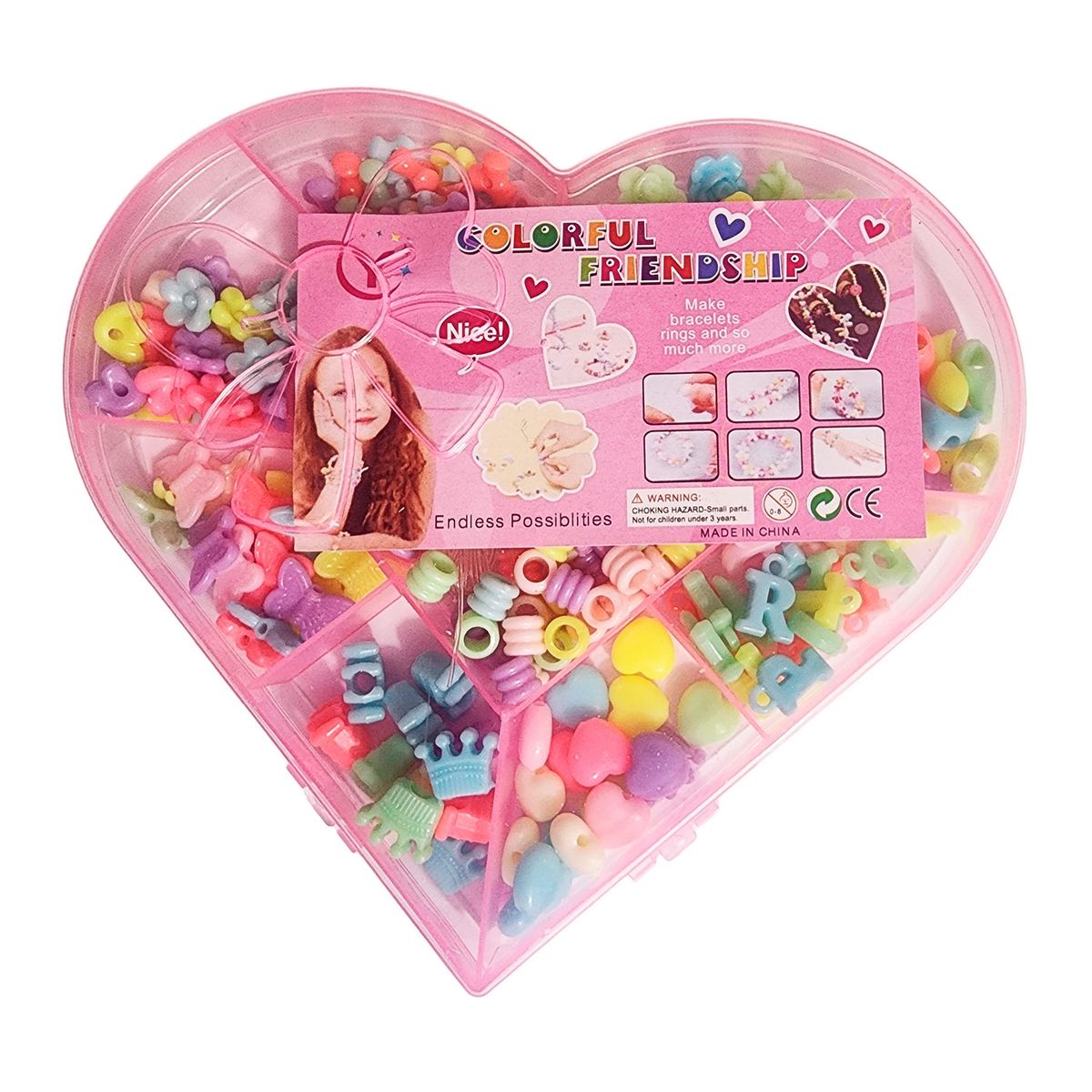 GENERICO - Set Kit Para Hacer Pulseras Pedreria + Estuche Corazon