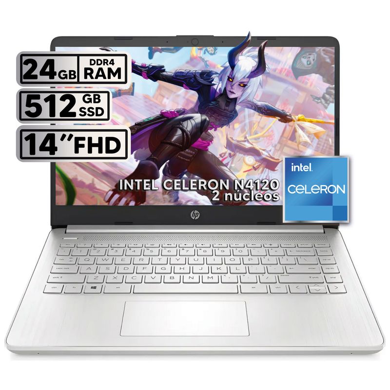 HP - LAPTOP HP 14 CELERON 24GB RAM 512GB SSD LED HD