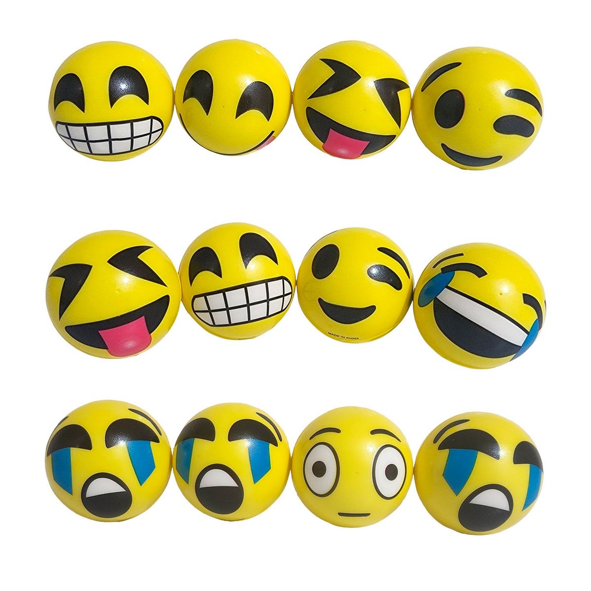 GENERICO - Pelota Bola Antiestrés Multicolor Emoji Smile X 12 Unidades