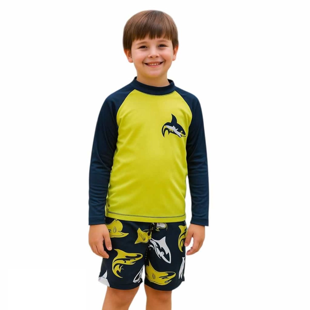 1AMIGO - Traje de baño Infantil Buzo y Pantaloneta - Tiburón