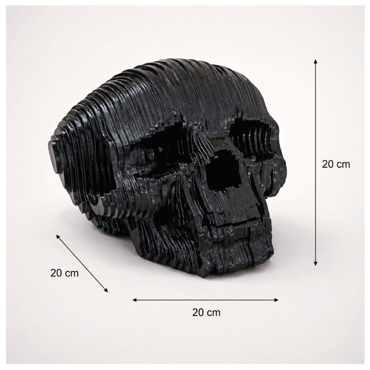TIZZY DISEÑO - Escultura De Calavera Decorativa Negra En Plano Seriado