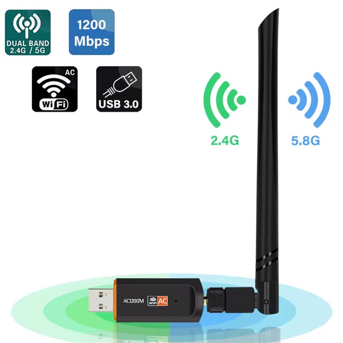 GENERICO - Antena wifi 5G 1300Mbps Compatible con Computador y Dispositivos