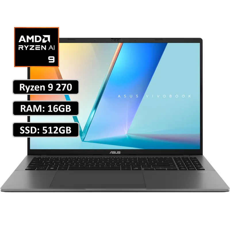 ASUS - PORTATIL ASUS VIVOBOOK AMD RYZEN 9 270 RAM 16GB DDR5/SSD 512GB M.2/16¨ + LICENCIA