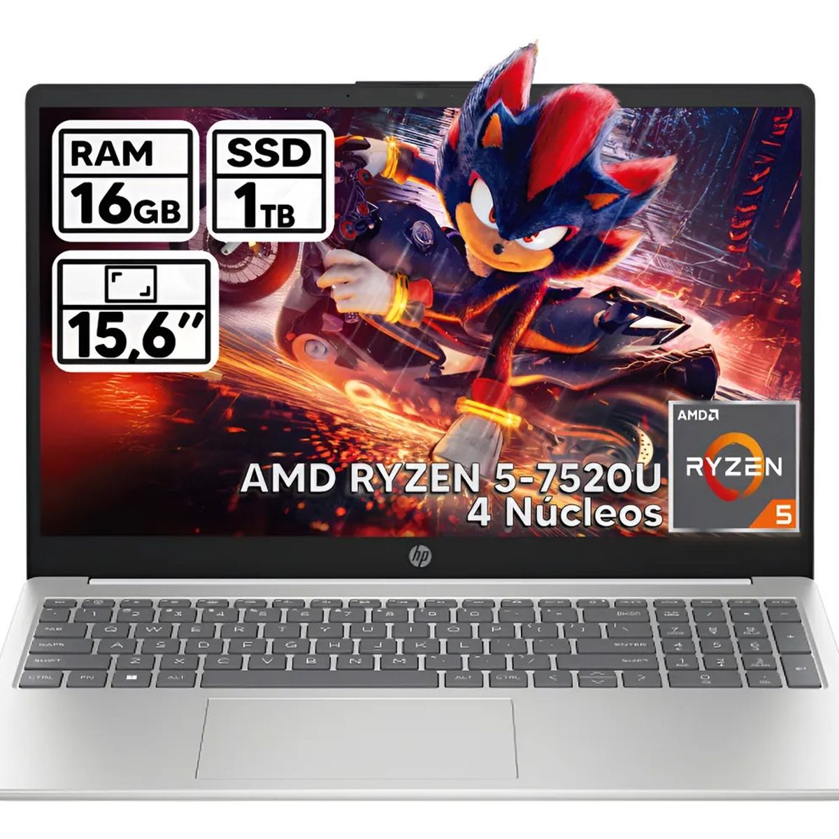 HP - PORTÁTIL HP RYZEN 5 7520U 16GB RAM 1TB SSD 15.6" HD LED