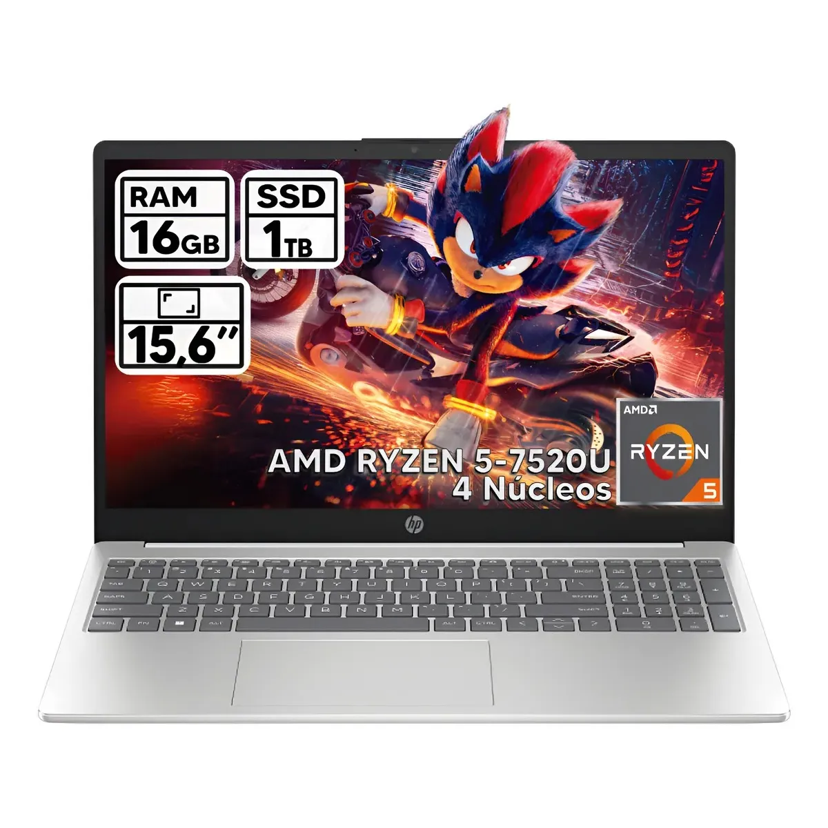 HP - PORTÁTIL HP RYZEN 5 7520U 16GB RAM 1TB SSD 15.6" HD LED