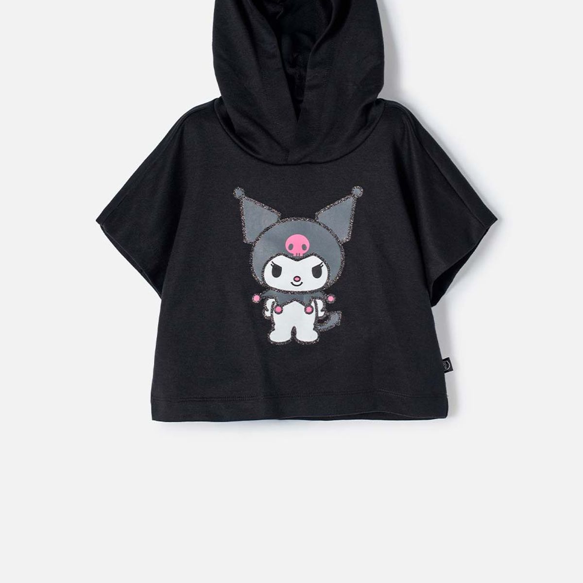 SANRIO - Camiseta de Kuromi con capucha negro para niña.