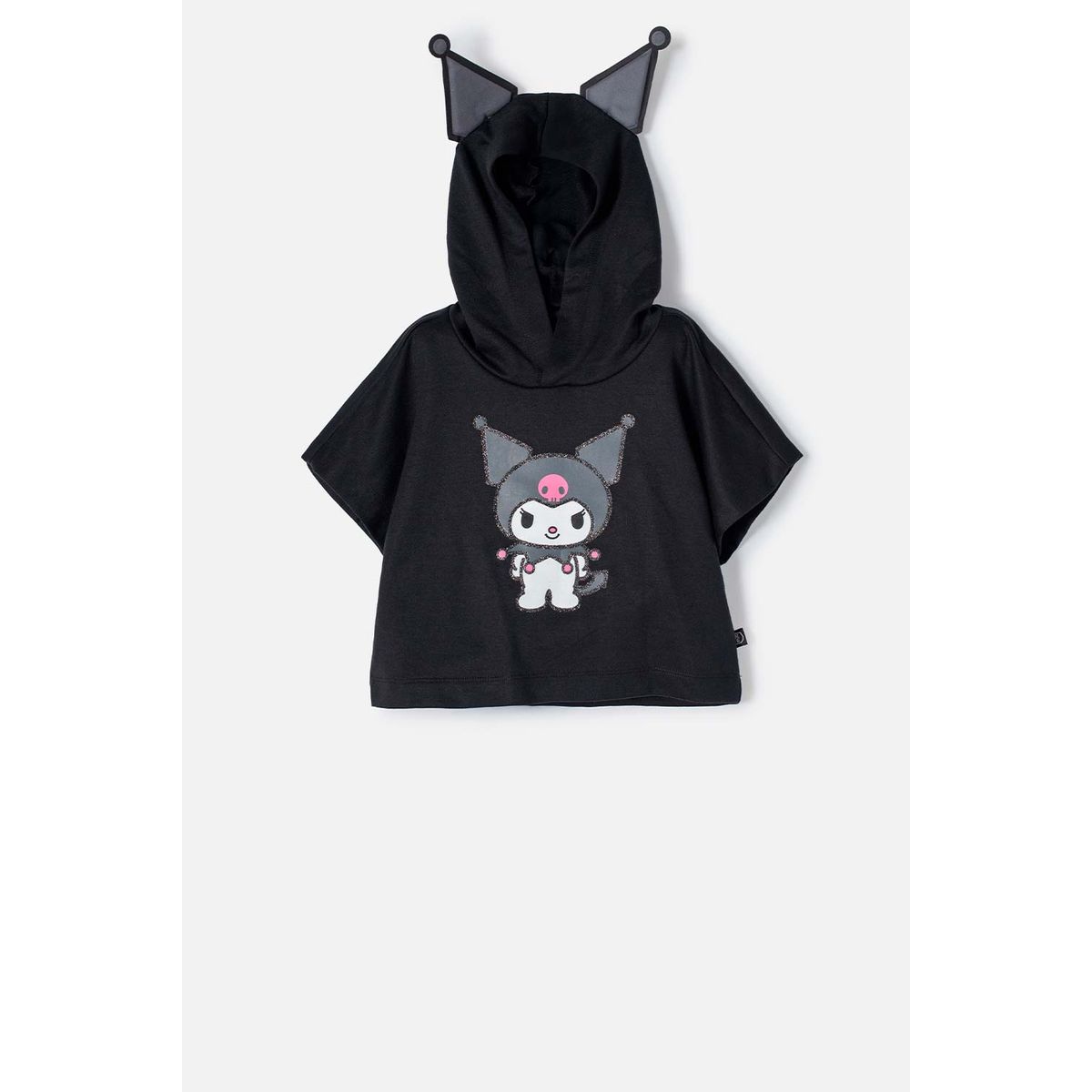 SANRIO - Camiseta de Kuromi con capucha negro para niña.