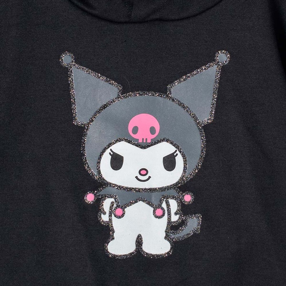 SANRIO - Camiseta de Kuromi con capucha negro para niña.