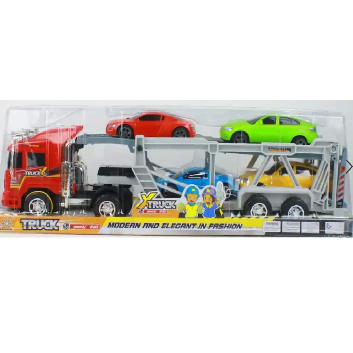 GENERICO - JUGUETE CAMION NIÑERA BLISTER CON 4 CARROS NIÑOS +1 AÑO