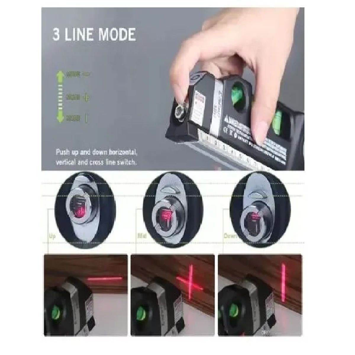 SKY - Laser 3 burbujas cinta métrica regla cruz horizontal vertical