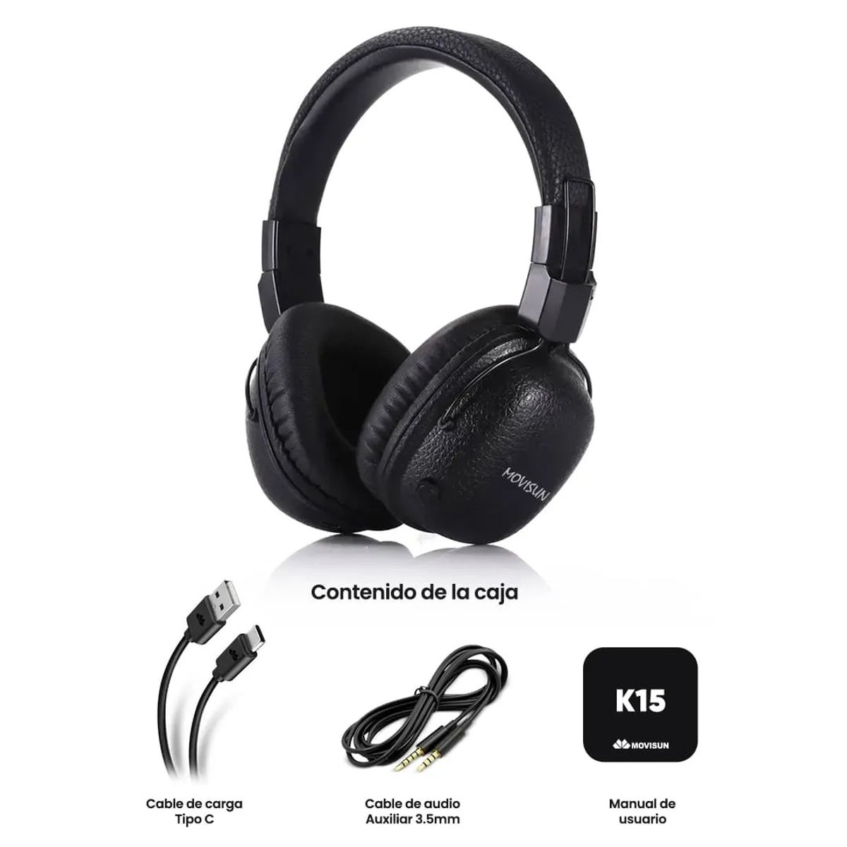 MOVISUN - Audífonos Diadema Inalámbrica Bluetooth Movisun K15