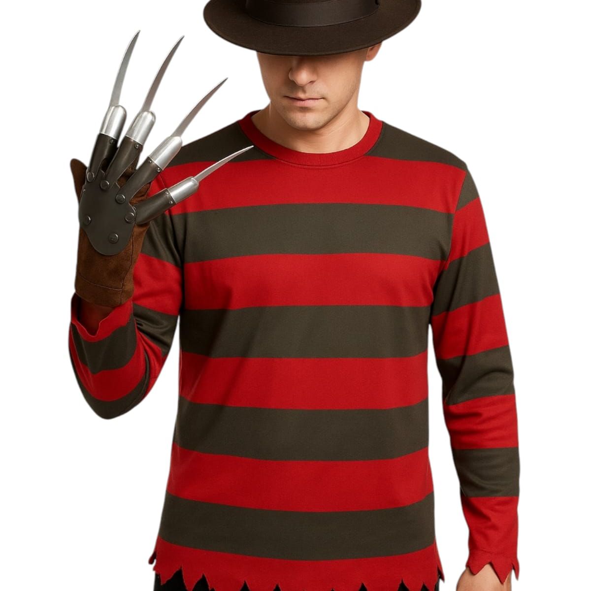 GENERICO - Guante Y Camisa Disfraz De Freddy Krueger Para Halloween