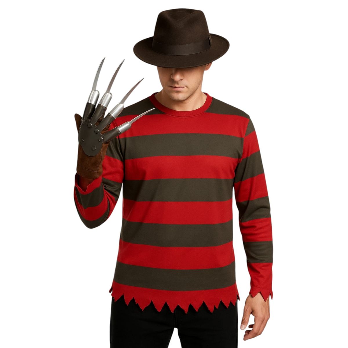 GENERICO - Guante Y Camisa Disfraz De Freddy Krueger Para Halloween