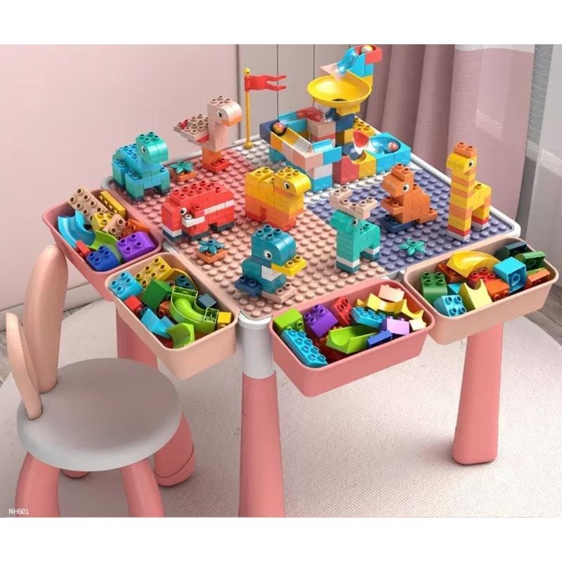 GENERICO - Mesa Didactica Y Sensorial 6 En 1 Bloques, Arena +600 Piezas