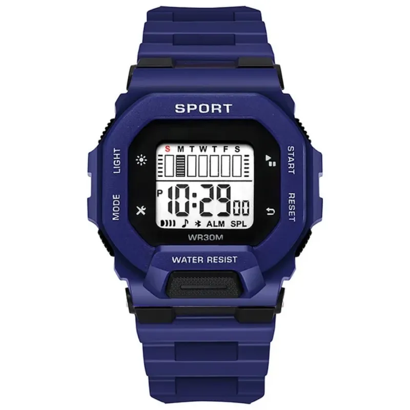 DIGITAL - RELOJ AZUL CUADRADO DIGITAL DEPORTIVO PARA HOMBRE + CAJA
