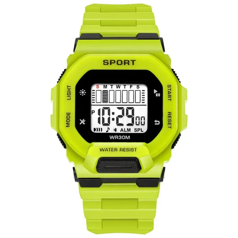 DIGITAL - RELOJ VERDE CUADRADO DIGITAL DEPORTIVO PARA HOMBRE + CAJA