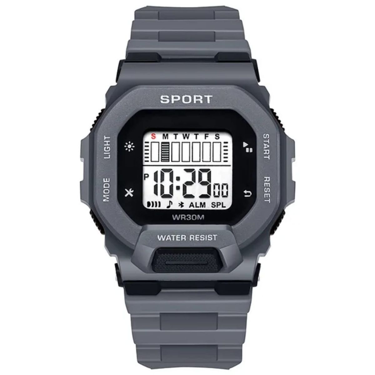 DIGITAL - RELOJ GRIS CUADRADO DIGITAL DEPORTIVO PARA HOMBRE + CAJA